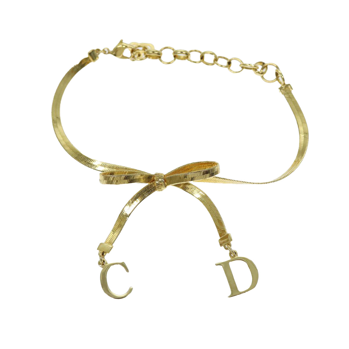 Christian Dior Ribbon Bracelet metal Gold Auth yk12318 - 0