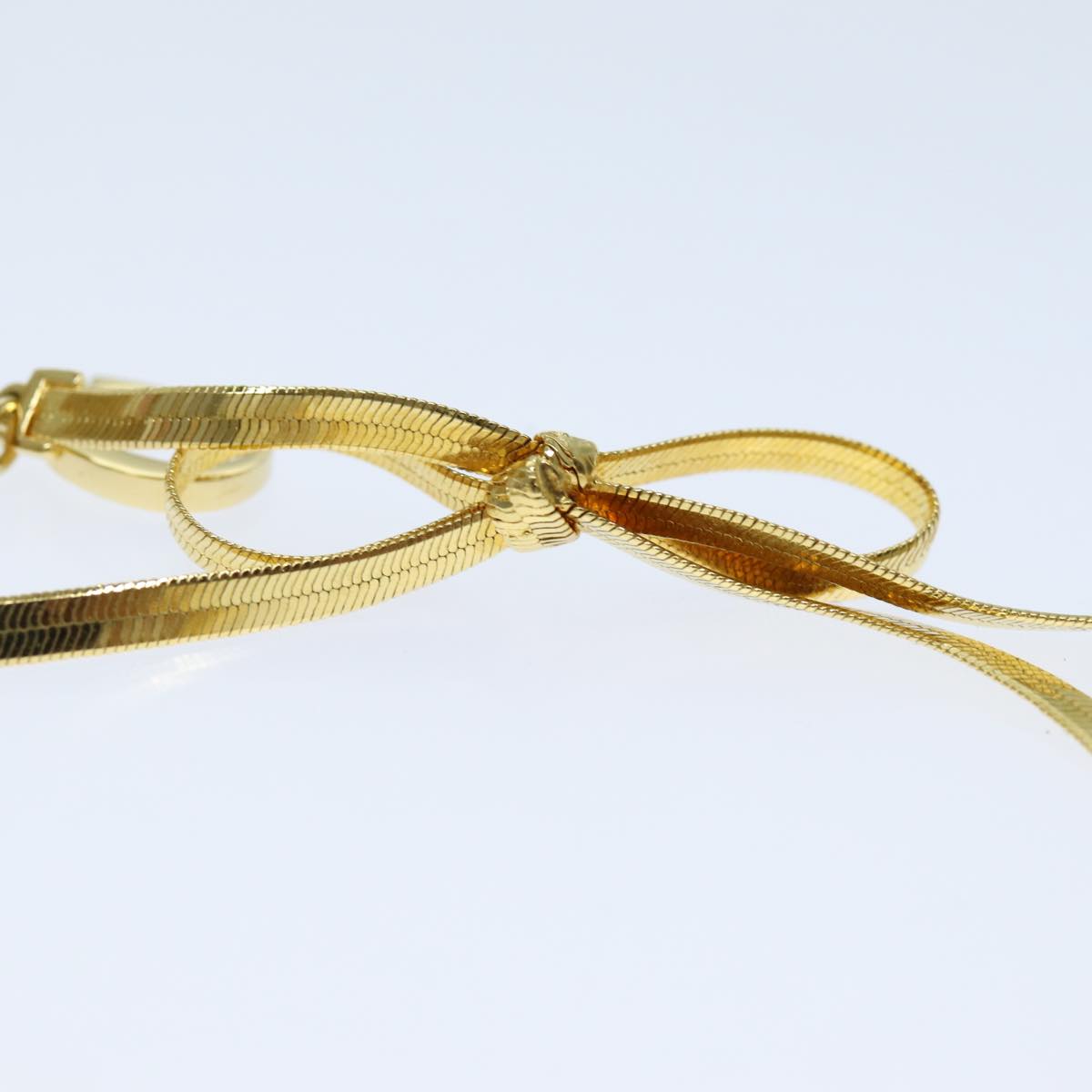 Christian Dior Ribbon Bracelet metal Gold Auth yk12318