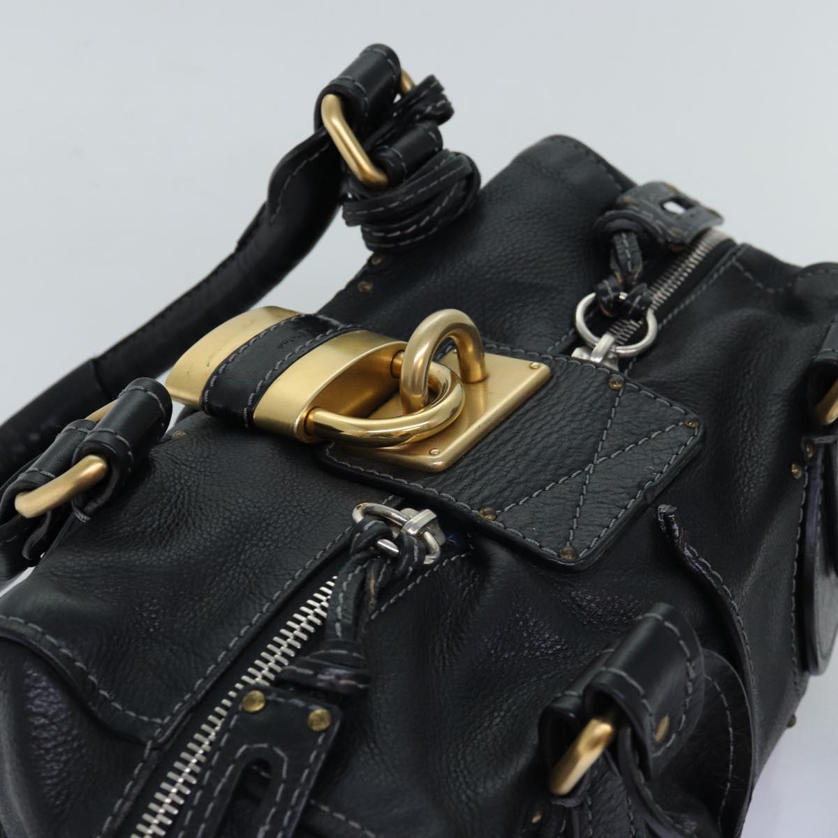 Chloe Paddington Shoulder Bag Leather Black Auth yk12335