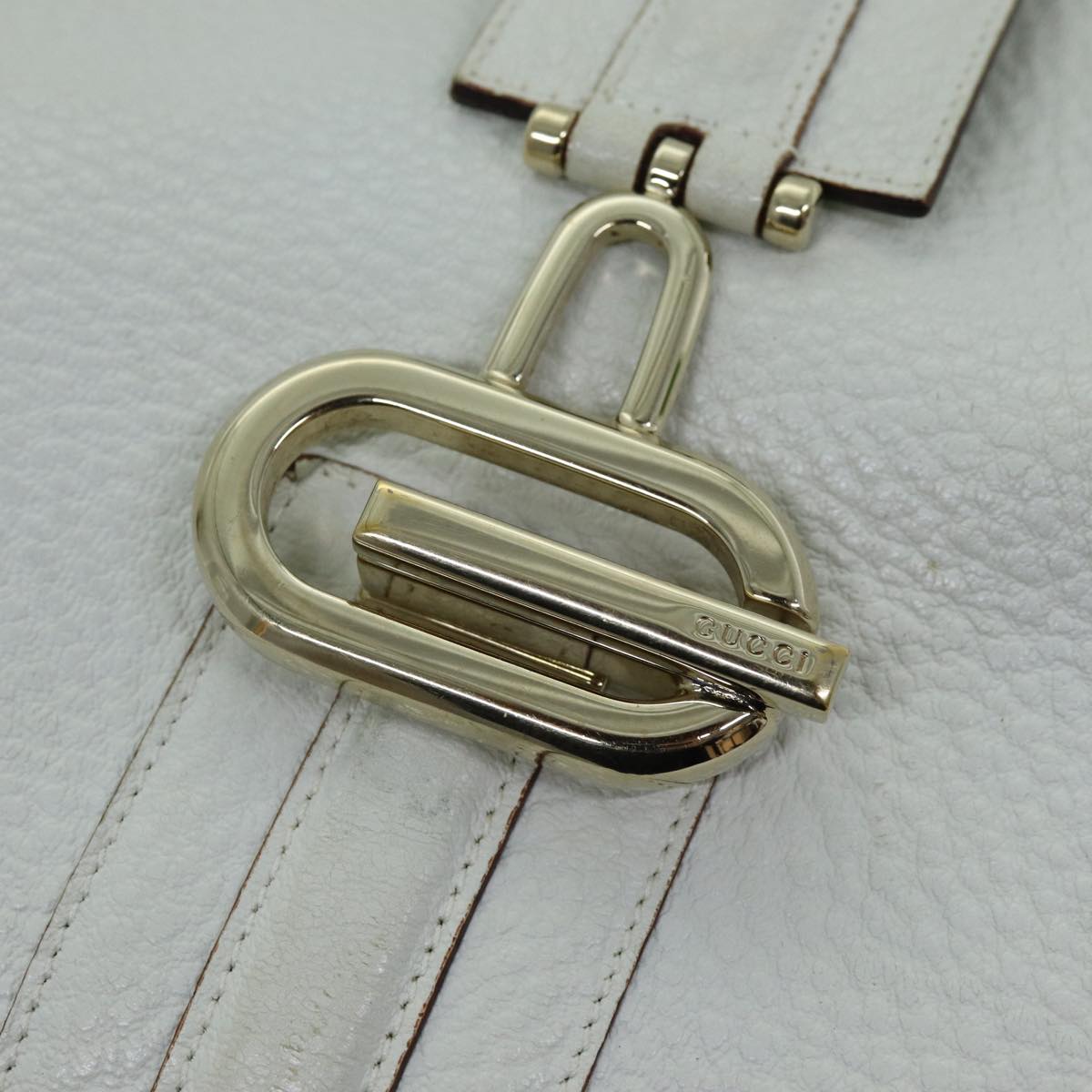 GUCCI Jackie Shoulder Bag Leather White 130779 Auth yk12341