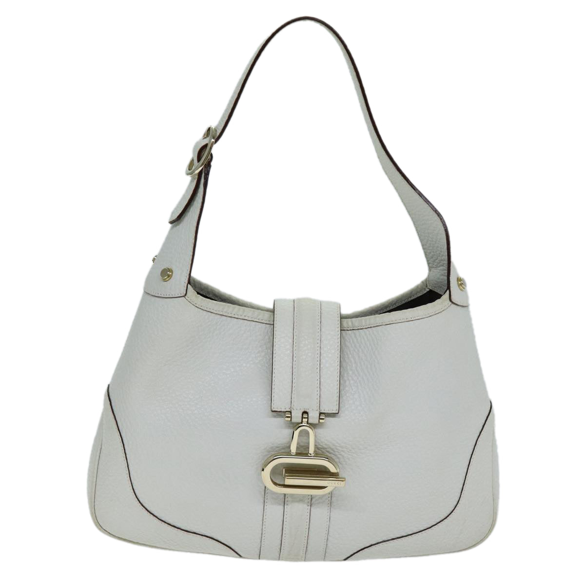 GUCCI Jackie Shoulder Bag Leather White 130779 Auth yk12341