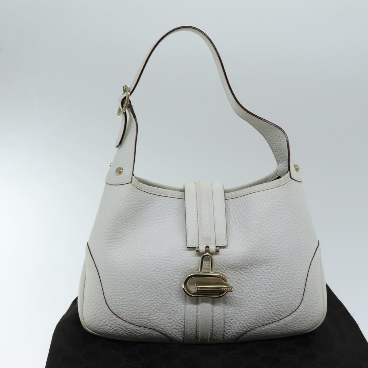 GUCCI Jackie Shoulder Bag Leather White 130779 Auth yk12341