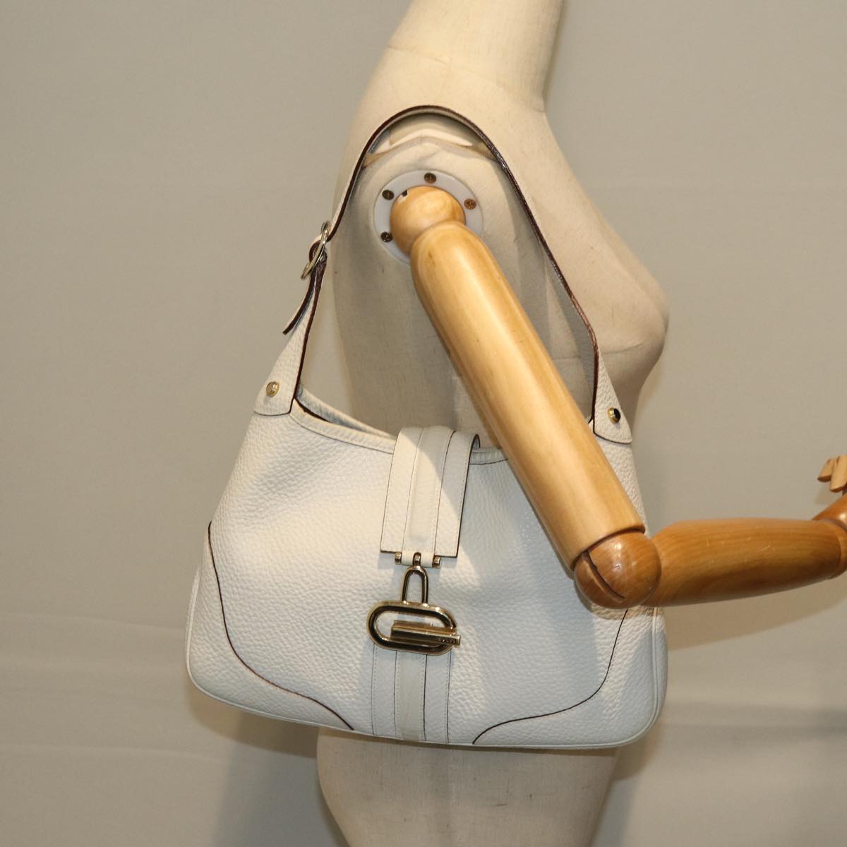 GUCCI Jackie Shoulder Bag Leather White 130779 Auth yk12341