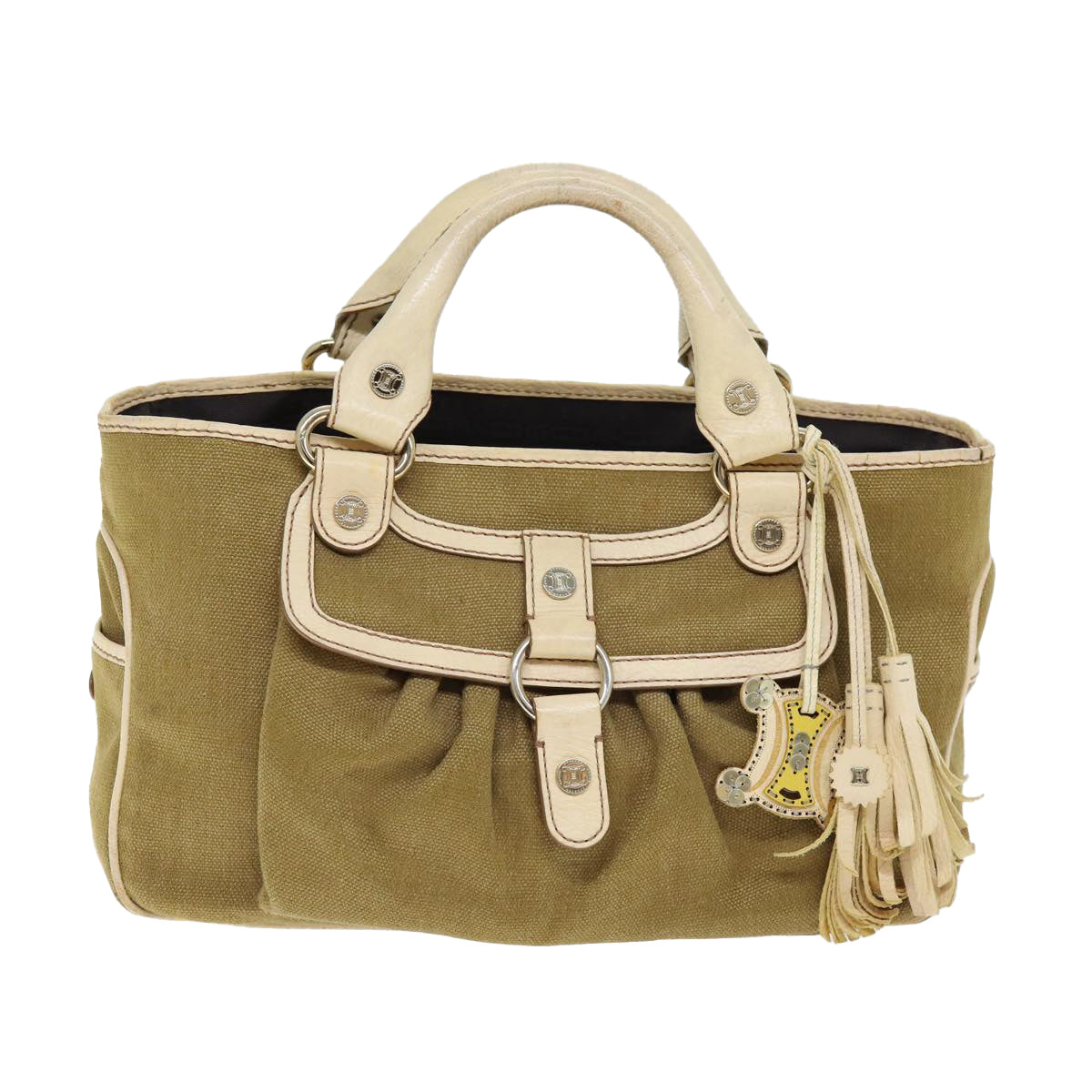 CELINE Boogie bag Hand Bag Canvas Brown Auth yk12351