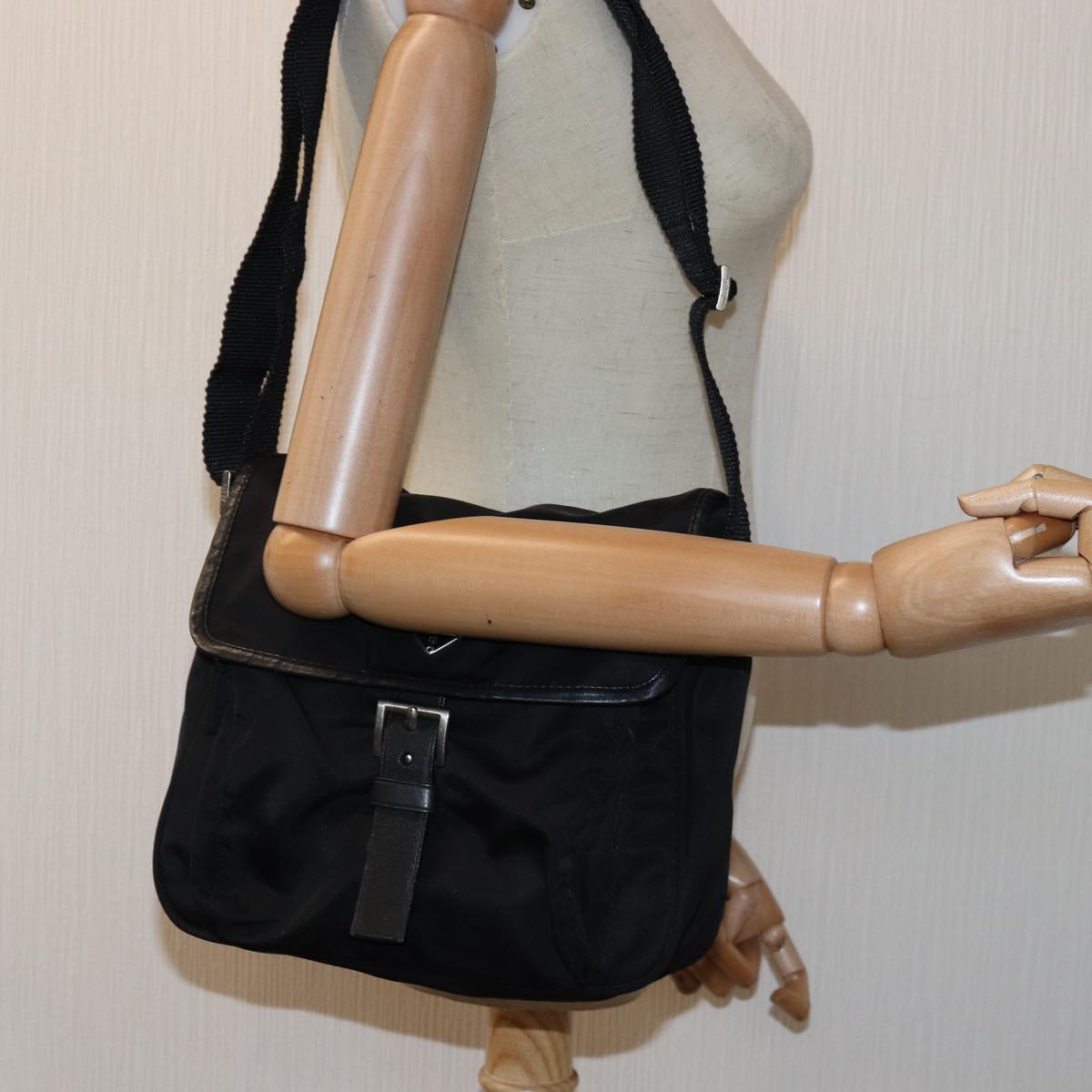 PRADA Shoulder Bag Nylon Black Auth yk12365