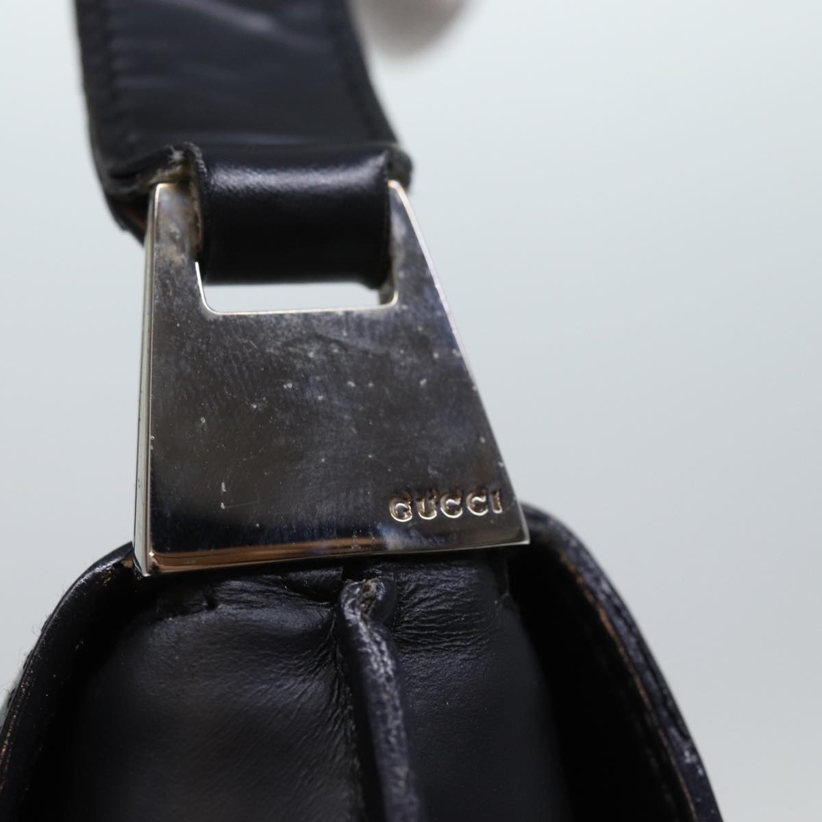 GUCCI Shoulder Bag Leather Black Auth yk12368