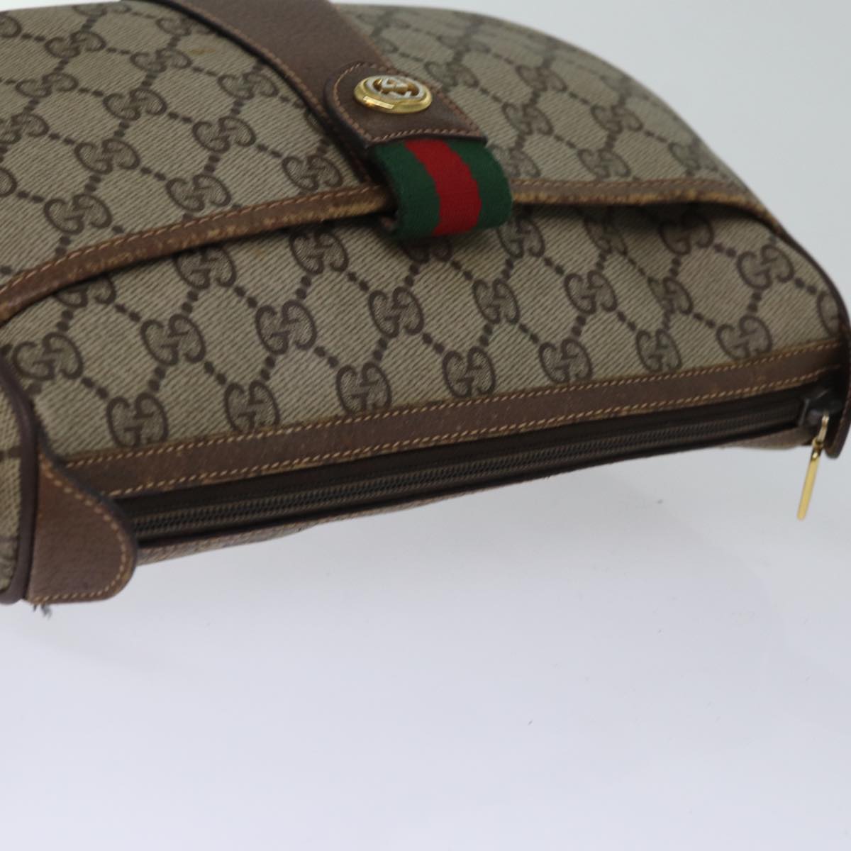 GUCCI GG Supreme Web Sherry Line Shoulder Bag Red Beige 89 02 032 Auth yk12375