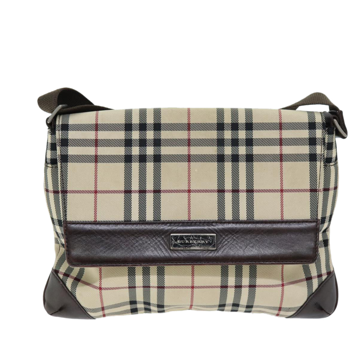 BURBERRY Nova Check Shoulder Bag Canvas Beige Auth yk12386