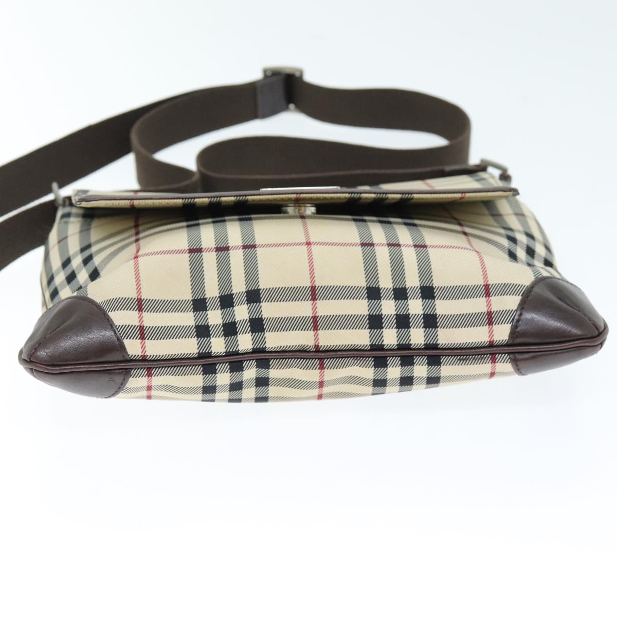 BURBERRY Nova Check Shoulder Bag Canvas Beige Auth yk12386