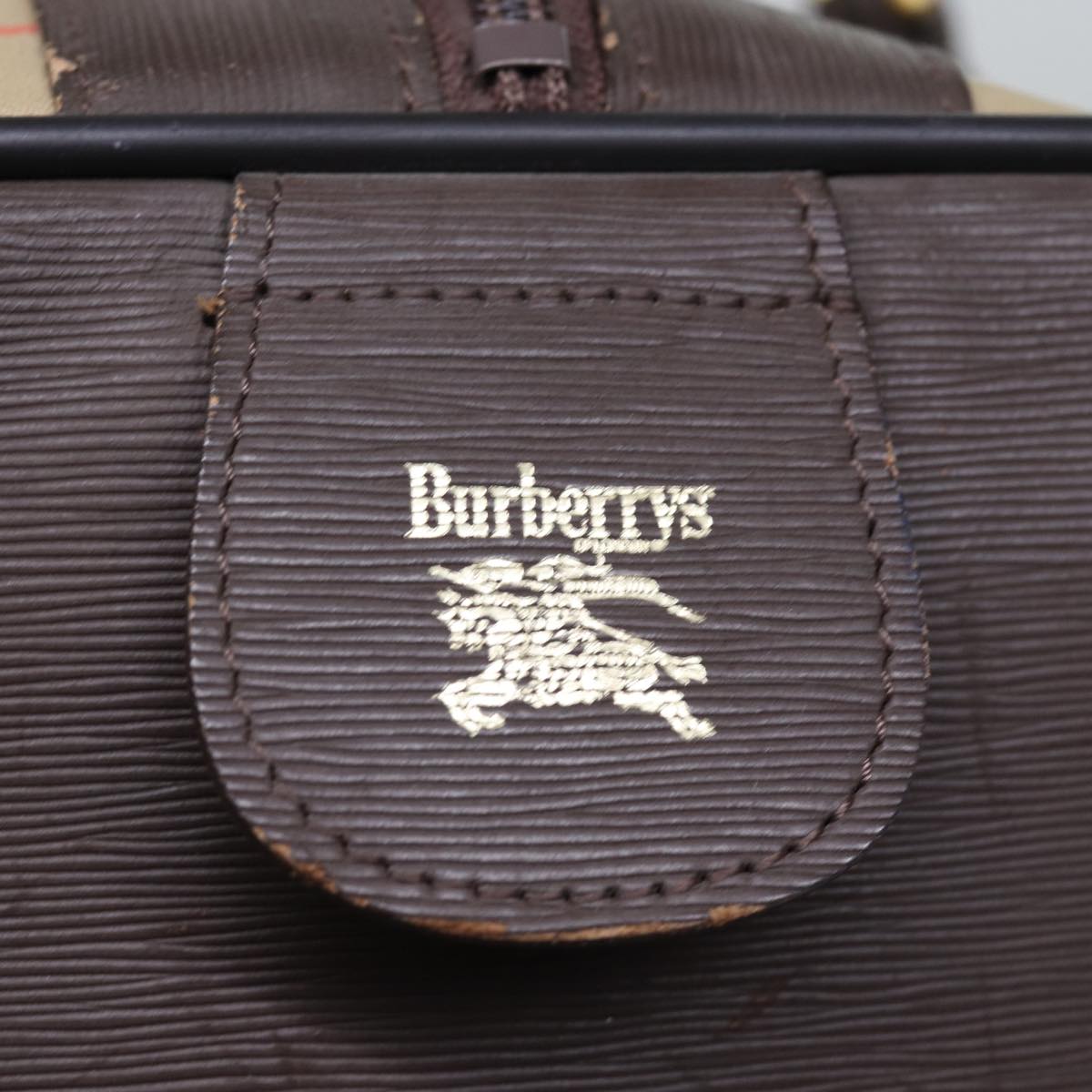 Burberrys Nova Check Boston Bag Canvas Beige Auth yk12405