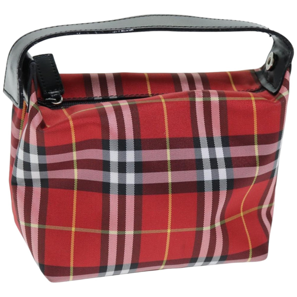 BURBERRY Nova Check Hand Pouch Nylon Red Auth yk12413