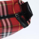 BURBERRY Nova Check Hand Pouch Nylon Red Auth yk12413-9