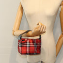 BURBERRY Nova Check Hand Pouch Nylon Red Auth yk12413-18