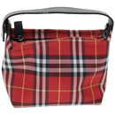 BURBERRY Nova Check Hand Pouch Nylon Red Auth yk12413-13