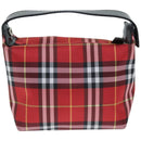 BURBERRY Nova Check Hand Pouch Nylon Red Auth yk12413-2