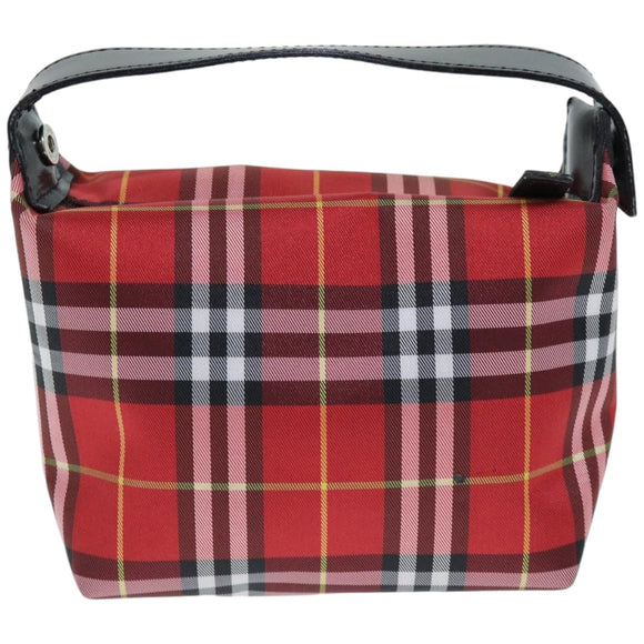 BURBERRY Nova Check Hand Pouch Nylon Red Auth yk12413