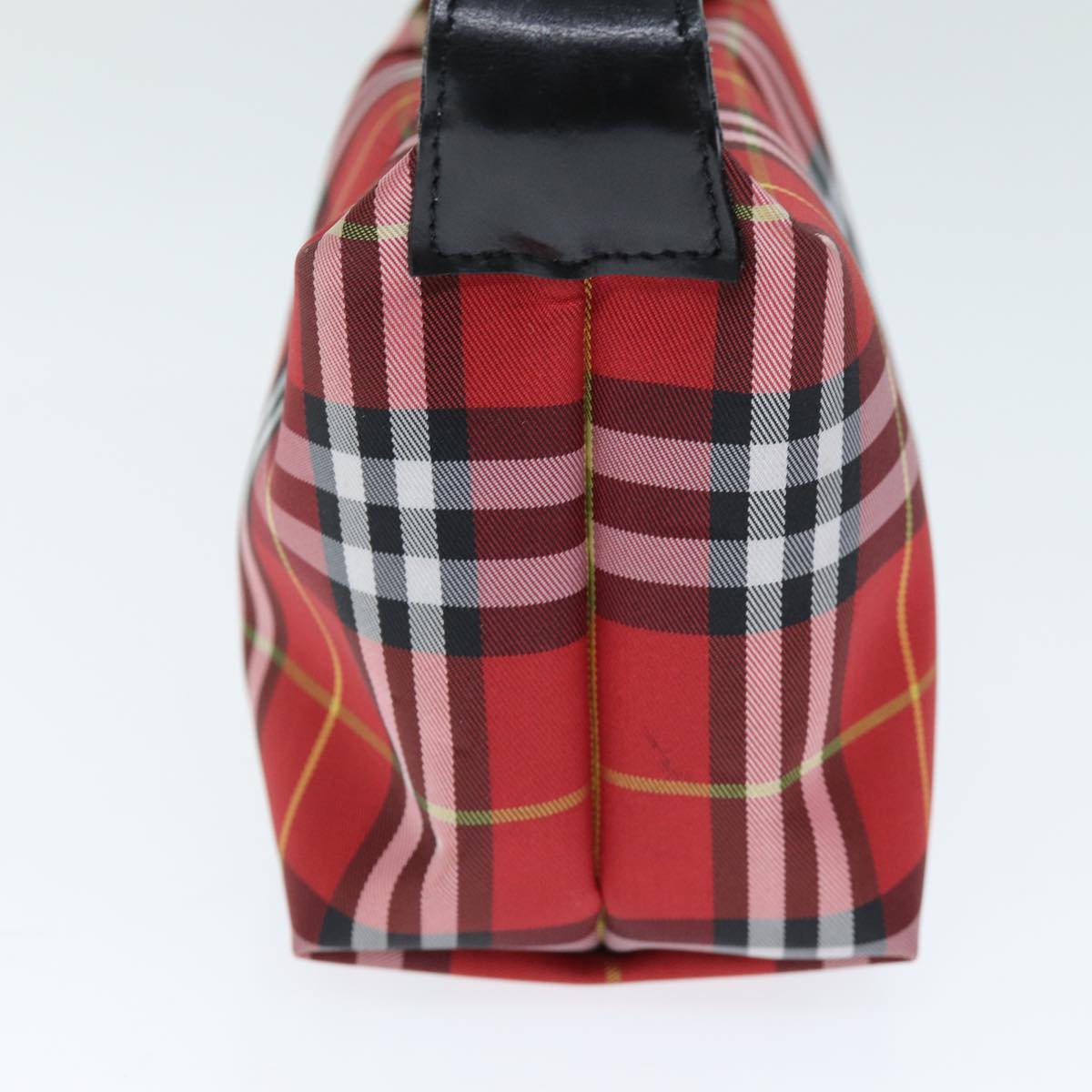 BURBERRY Nova Check Hand Pouch Nylon Red Auth yk12413