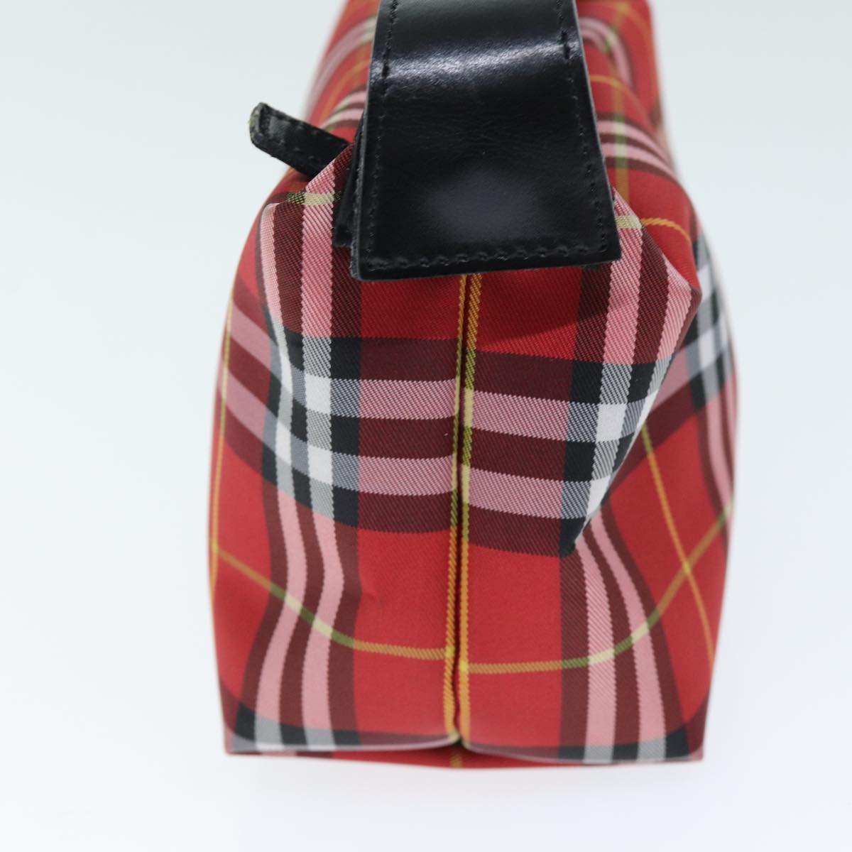 BURBERRY Nova Check Hand Pouch Nylon Red Auth yk12413