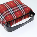 BURBERRY Nova Check Hand Pouch Nylon Red Auth yk12413-5