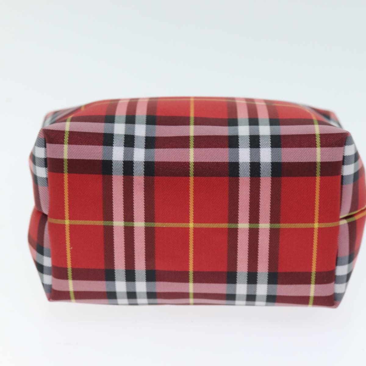 BURBERRY Nova Check Hand Pouch Nylon Red Auth yk12413