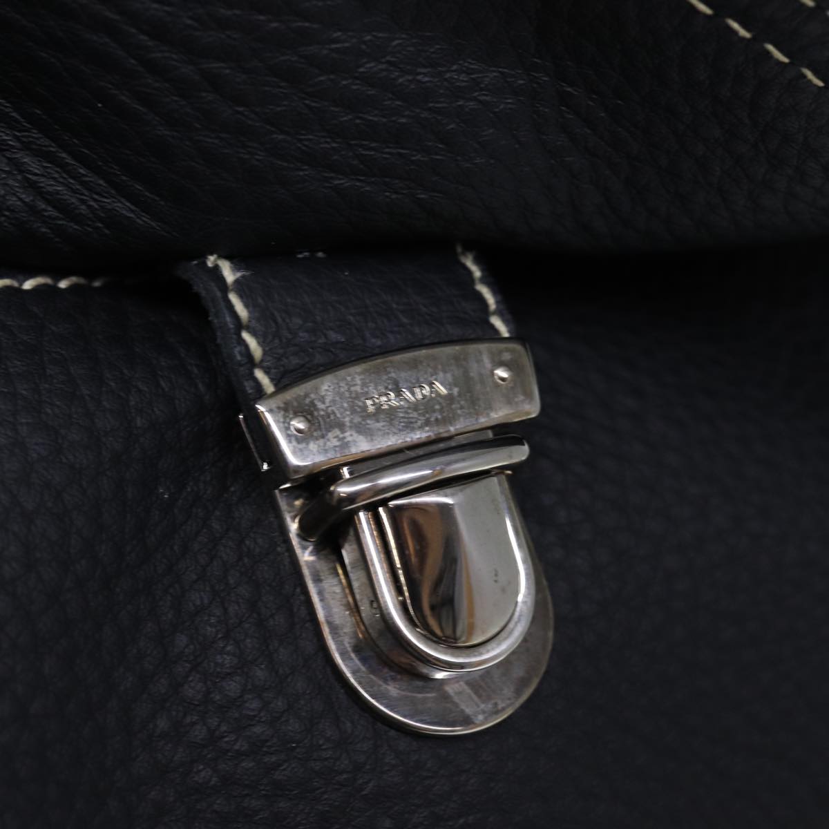 PRADA Hand Bag Leather Black Auth yk12414