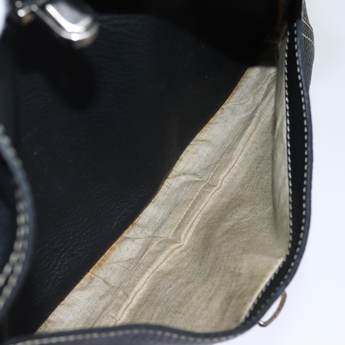 PRADA Hand Bag Leather Black Auth yk12414
