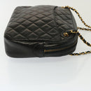 CHANEL Matelasse Chain Shoulder Bag Lamb Skin Black CC Auth yk12436-3