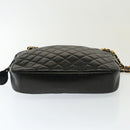 CHANEL Matelasse Chain Shoulder Bag Lamb Skin Black CC Auth yk12436-5