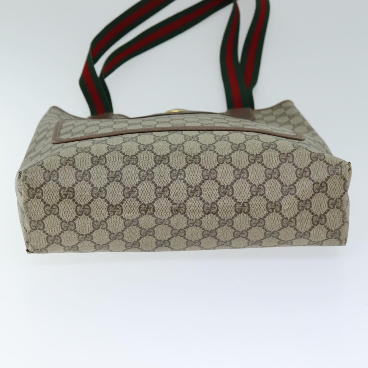 GUCCI GG Supreme Web Sherry Line Tote Bag PVC Beige Red 40 02 003 Auth yk12437