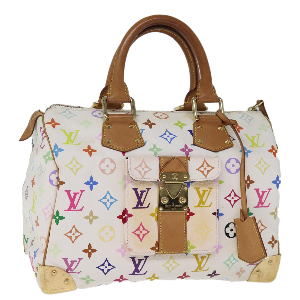 LOUIS VUITTON Monogram Multicolor Speedy 30 Hand Bag White M92643 Auth yk12456