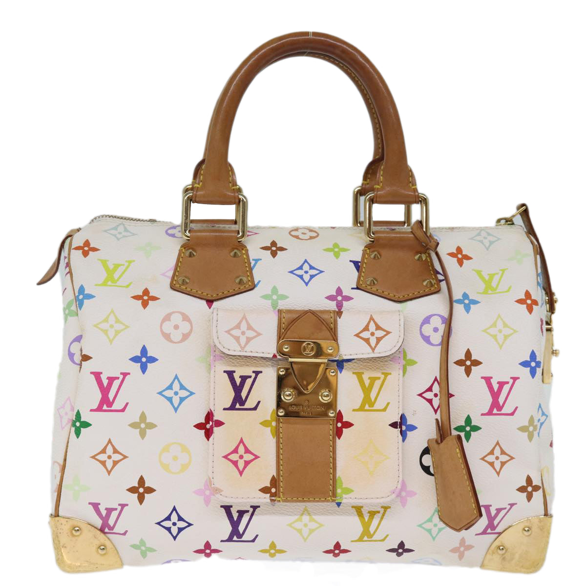 LOUIS VUITTON Monogram Multicolor Speedy 30 Hand Bag White M92643 Auth yk12456