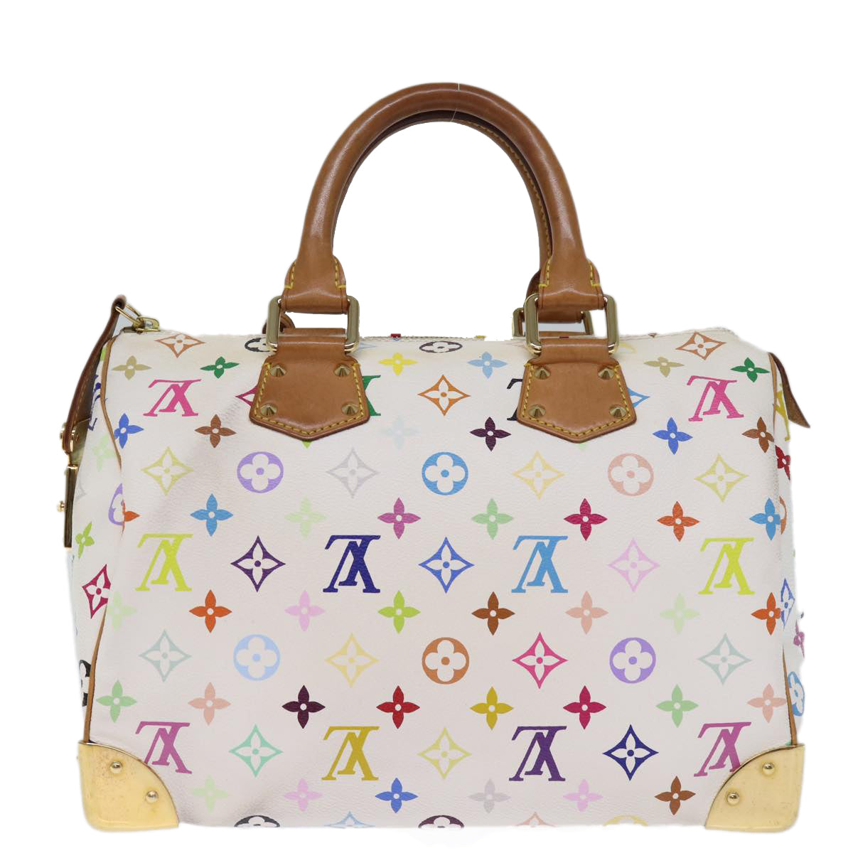 LOUIS VUITTON Monogram Multicolor Speedy 30 Hand Bag White M92643 Auth yk12456