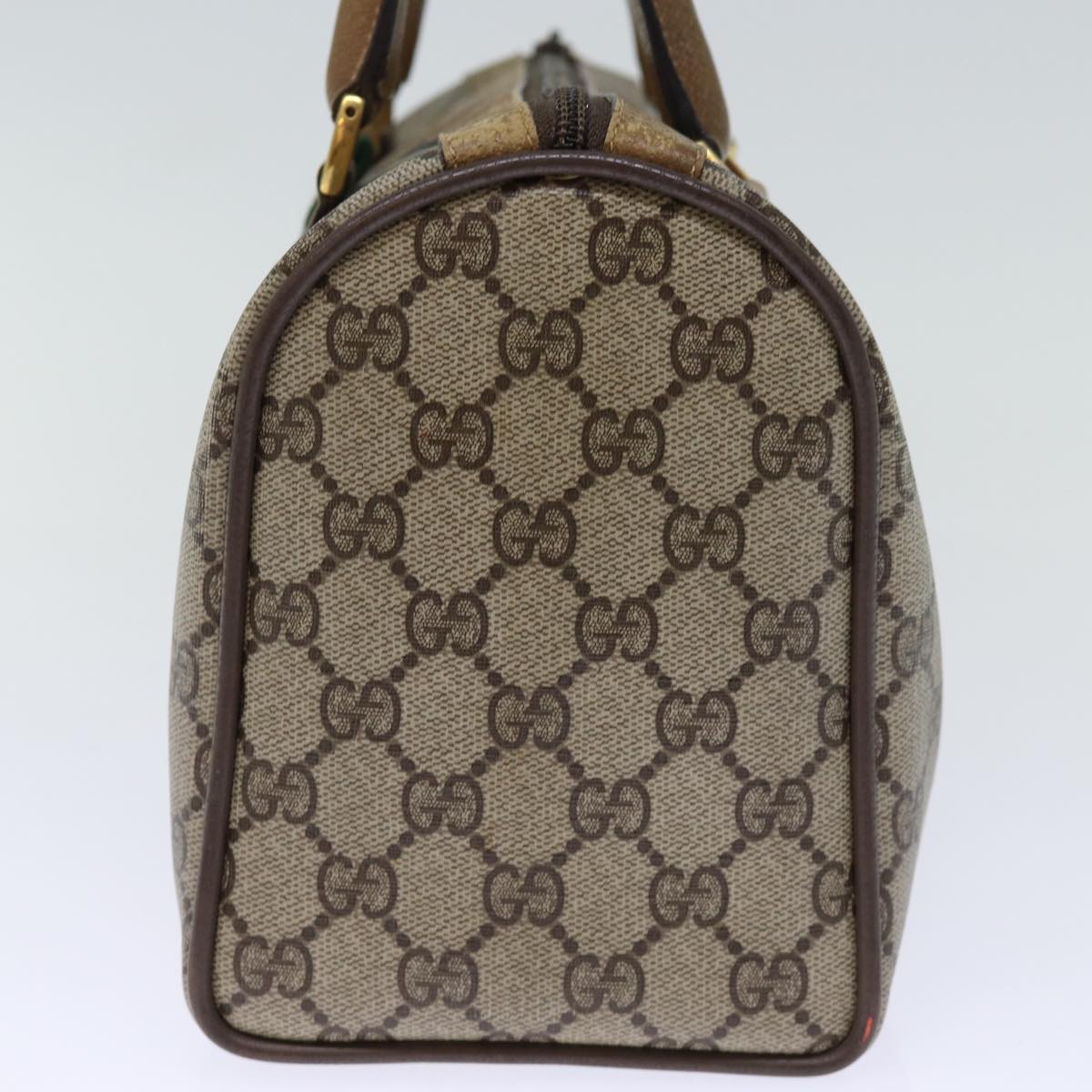 GUCCI GG Supreme Web Sherry Line Boston Bag Beige Red 116 02 006 Auth yk12480