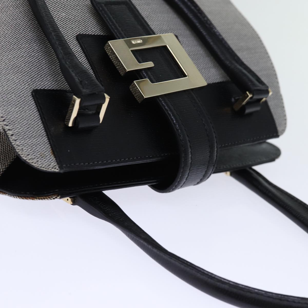 GUCCI Hand Bag Canvas Gray Auth yk12484