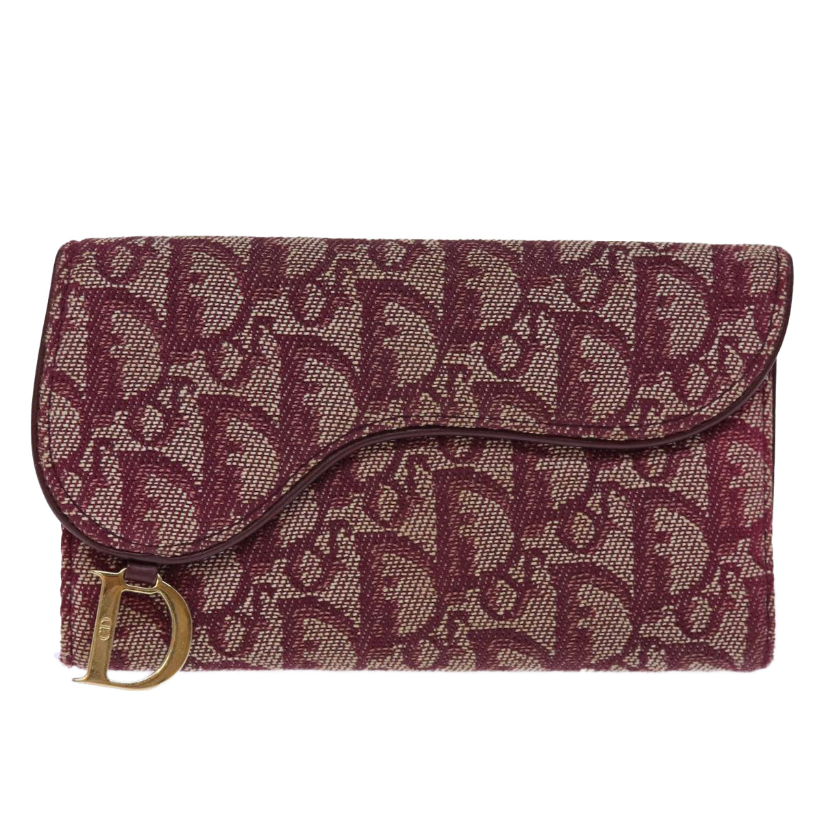 Christian Dior Trotter Canvas Saddle Wallet Red Auth yk12488 - 0