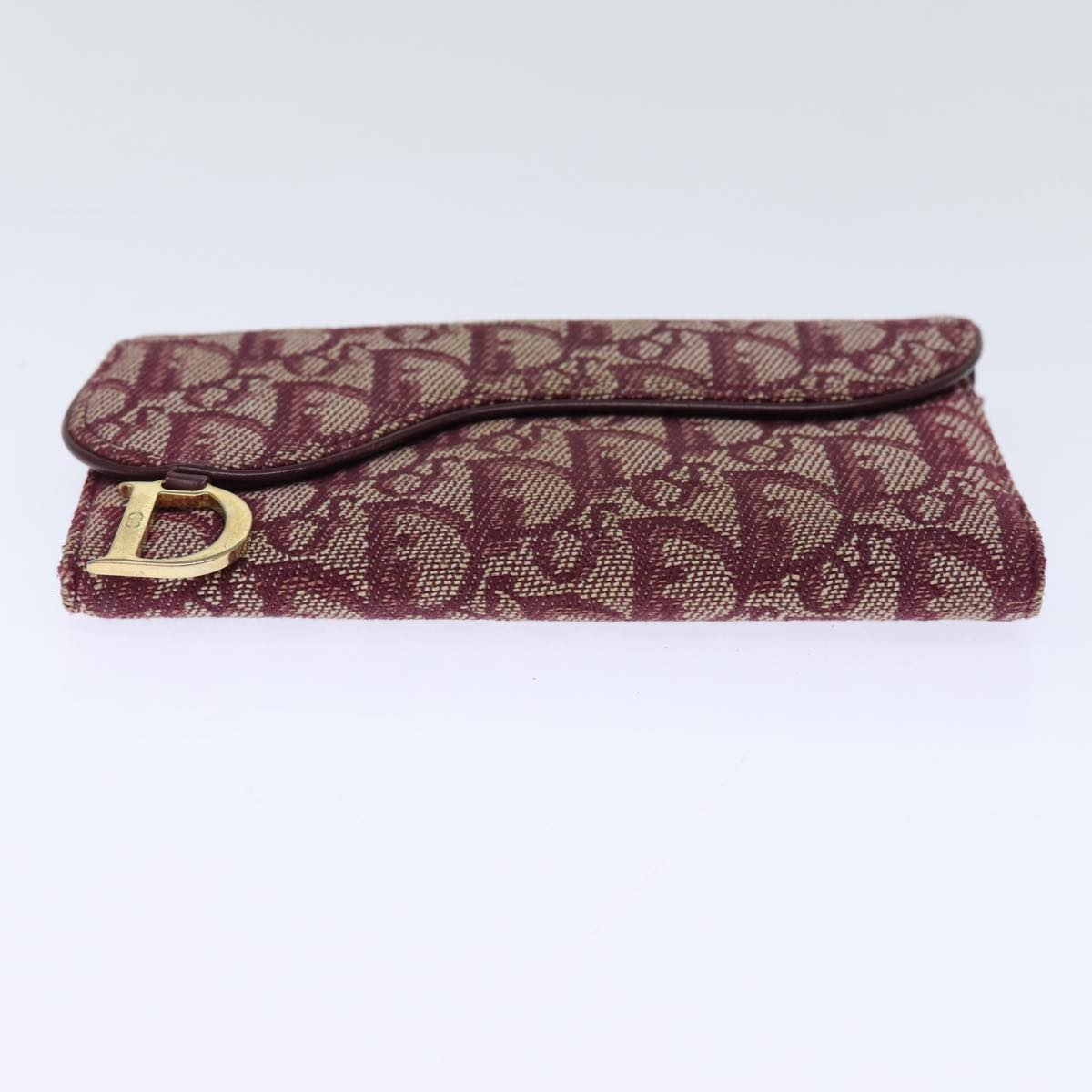 Christian Dior Trotter Canvas Saddle Wallet Red Auth yk12488