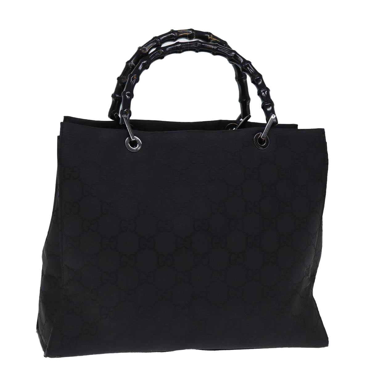 GUCCI Bamboo GG Canvas Hand Bag Black 002 1010 Auth yk12489