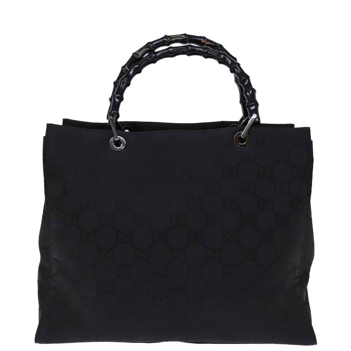 GUCCI Bamboo GG Canvas Hand Bag Black 002 1010 Auth yk12489
