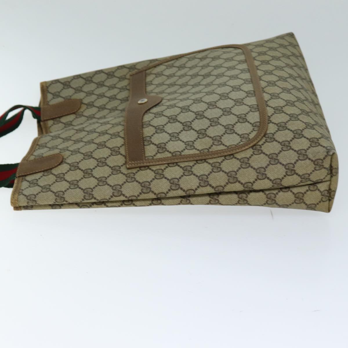 GUCCI GG Supreme Web Sherry Line Tote Bag PVC Beige Red 40 02 003 Auth yk12503