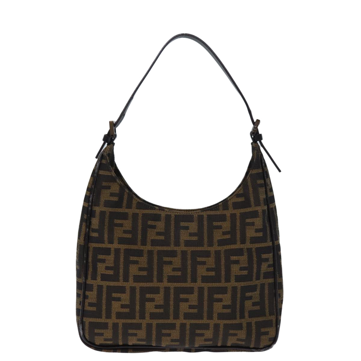 FENDI Zucca Canvas Hand Bag Brown Black Auth yk12507