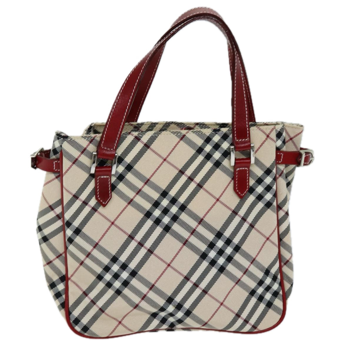 BURBERRY Nova Check Blue Label Hand Bag Nylon Beige Auth yk12517 - 0