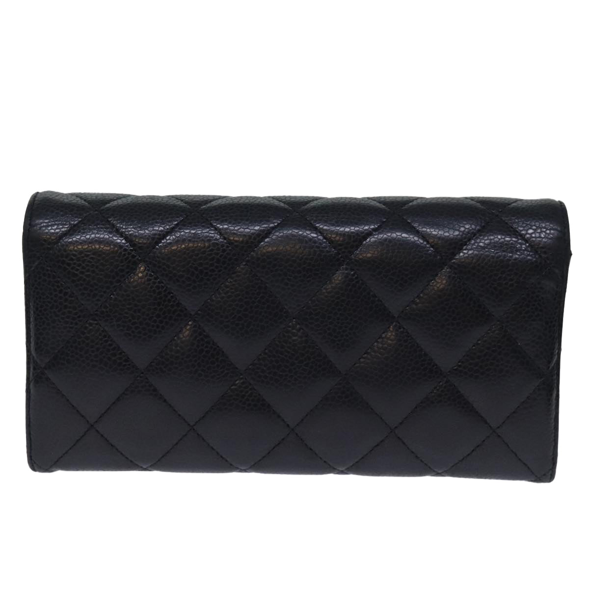 CHANEL Matelasse Long Wallet Caviar Skin Black CC Auth yk12519 - 0