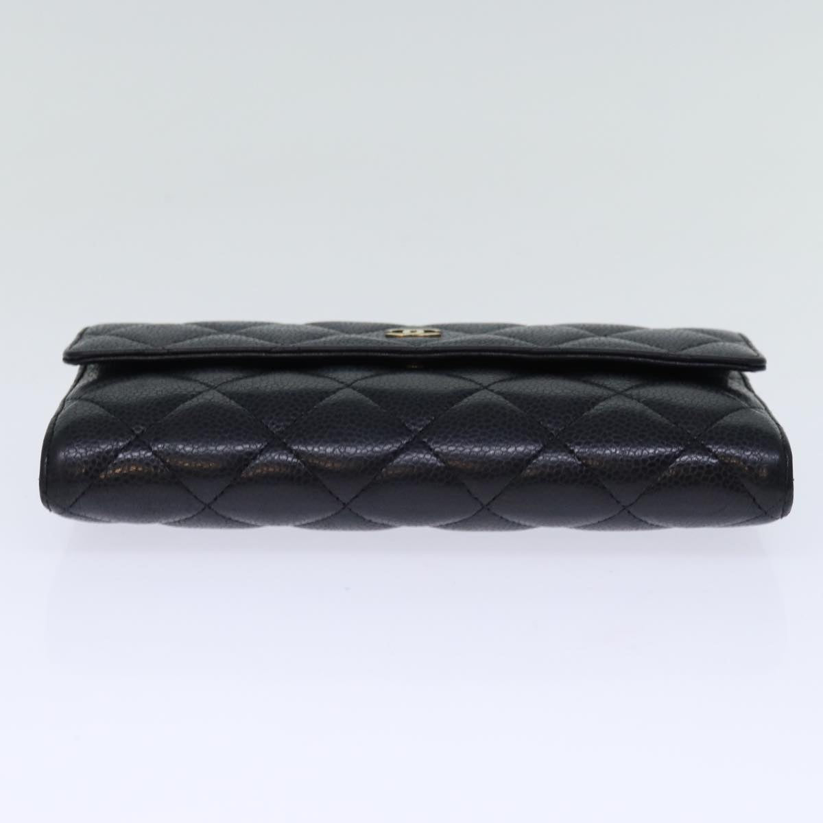 CHANEL Matelasse Long Wallet Caviar Skin Black CC Auth yk12519