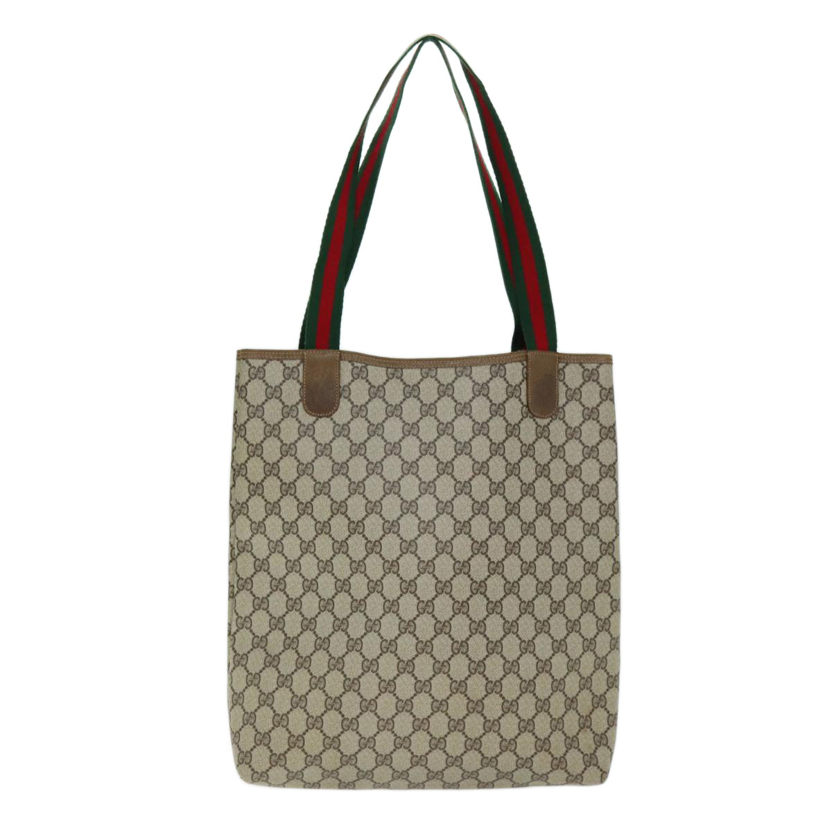 GUCCI GG Supreme Web Sherry Line Tote Bag PVC Beige Red 40 02 003 Auth yk12529 - 0