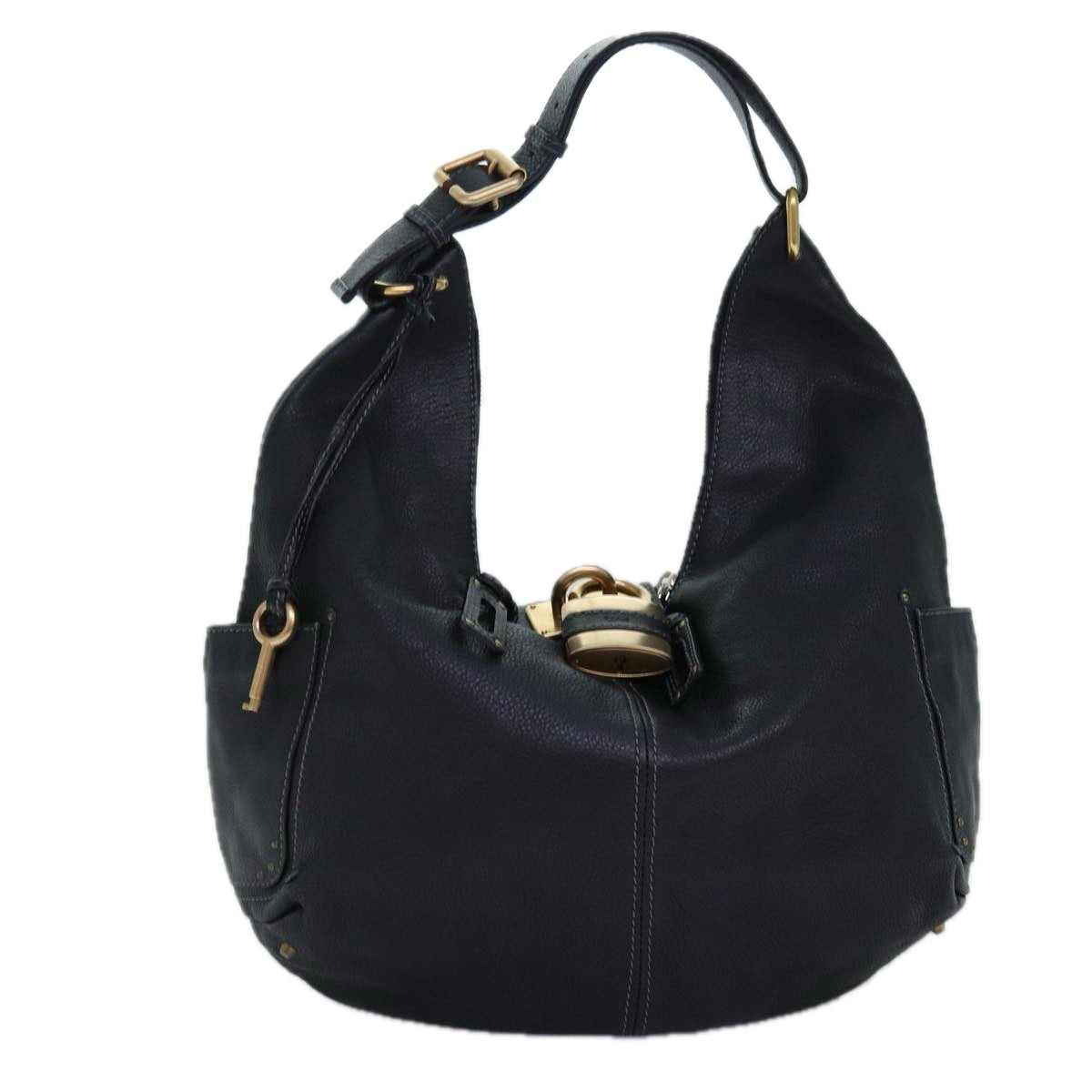 Chloe Paddington Shoulder Bag Leather Black Auth yk12542
