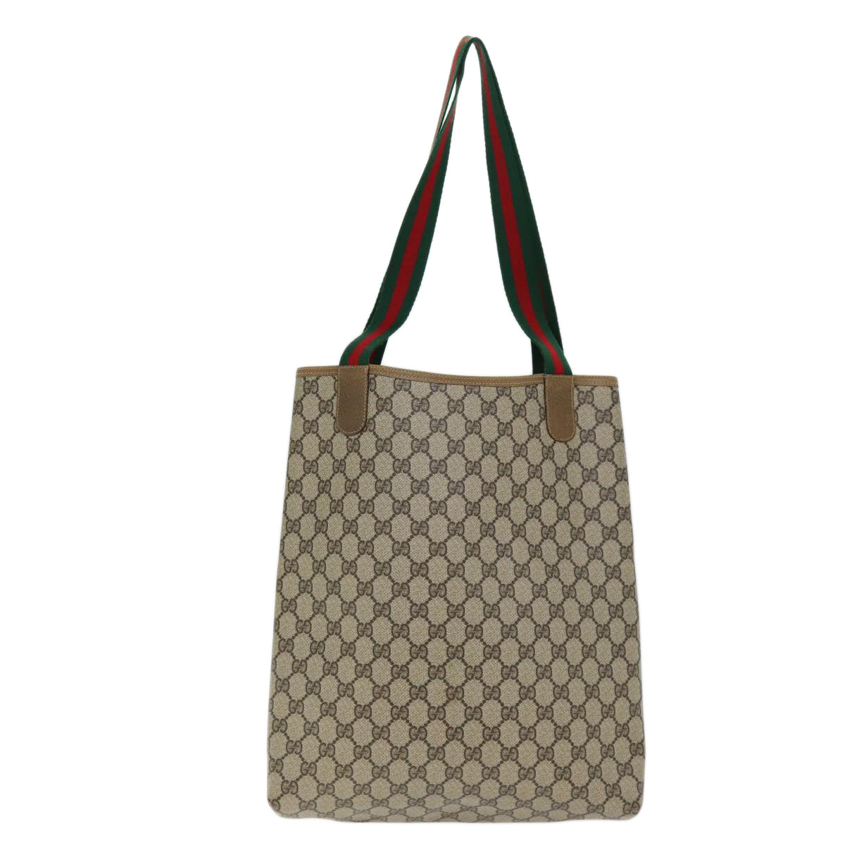 GUCCI GG Supreme Web Sherry Line Tote Bag PVC Beige Red 89 02 003 Auth yk12548 - 0