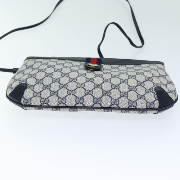 GUCCI GG Supreme Sherry Line Shoulder Bag PVC Navy Red 904 02 026 Auth yk12549