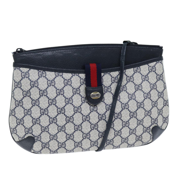 GUCCI GG Supreme Sherry Line Shoulder Bag PVC Navy Red 904 02 026 Auth yk12549