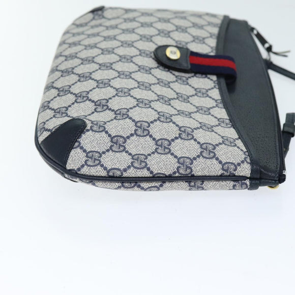 GUCCI GG Supreme Sherry Line Shoulder Bag PVC Navy Red 904 02 026 Auth yk12549