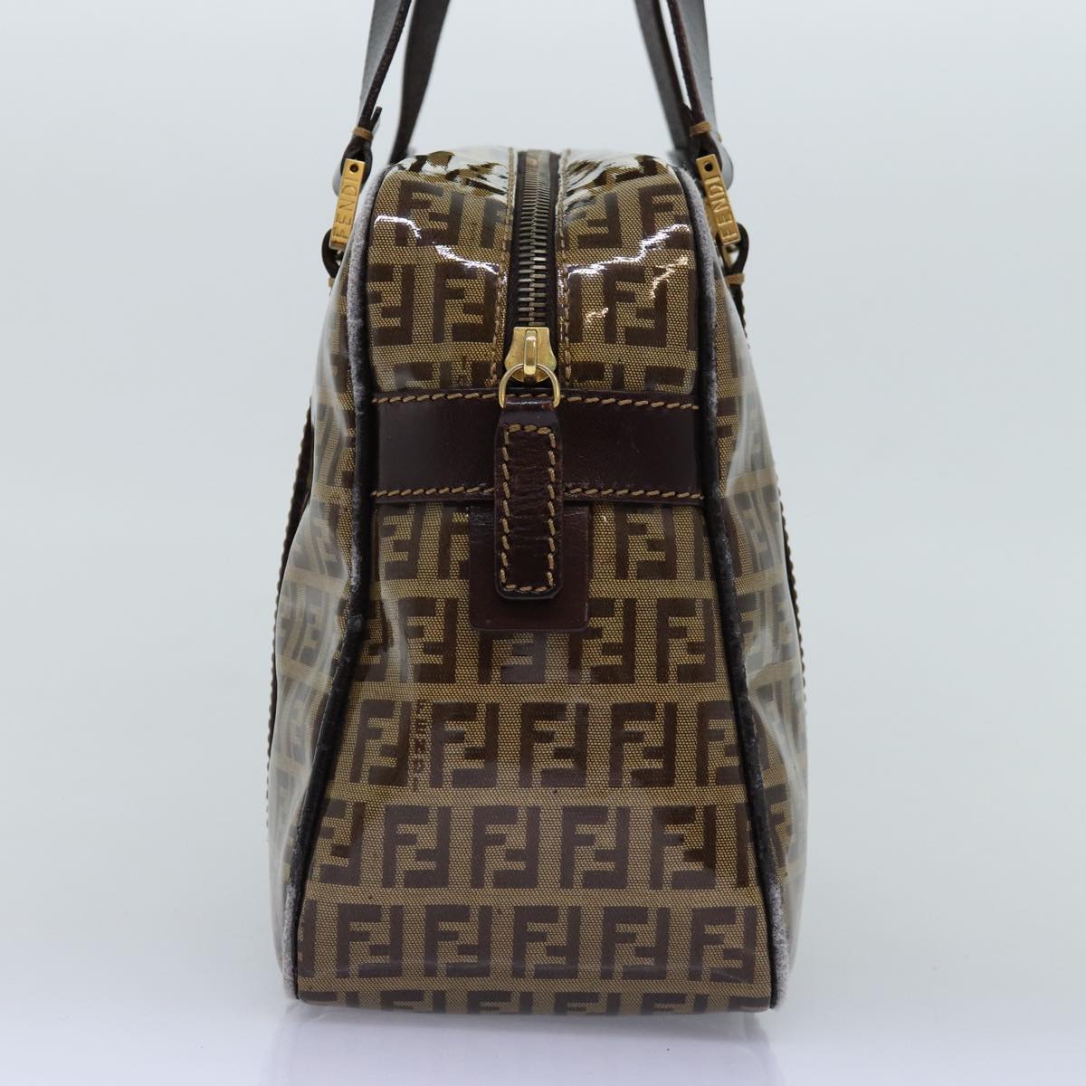 FENDI Zucchino Canvas Hand Bag Beige Auth yk12558